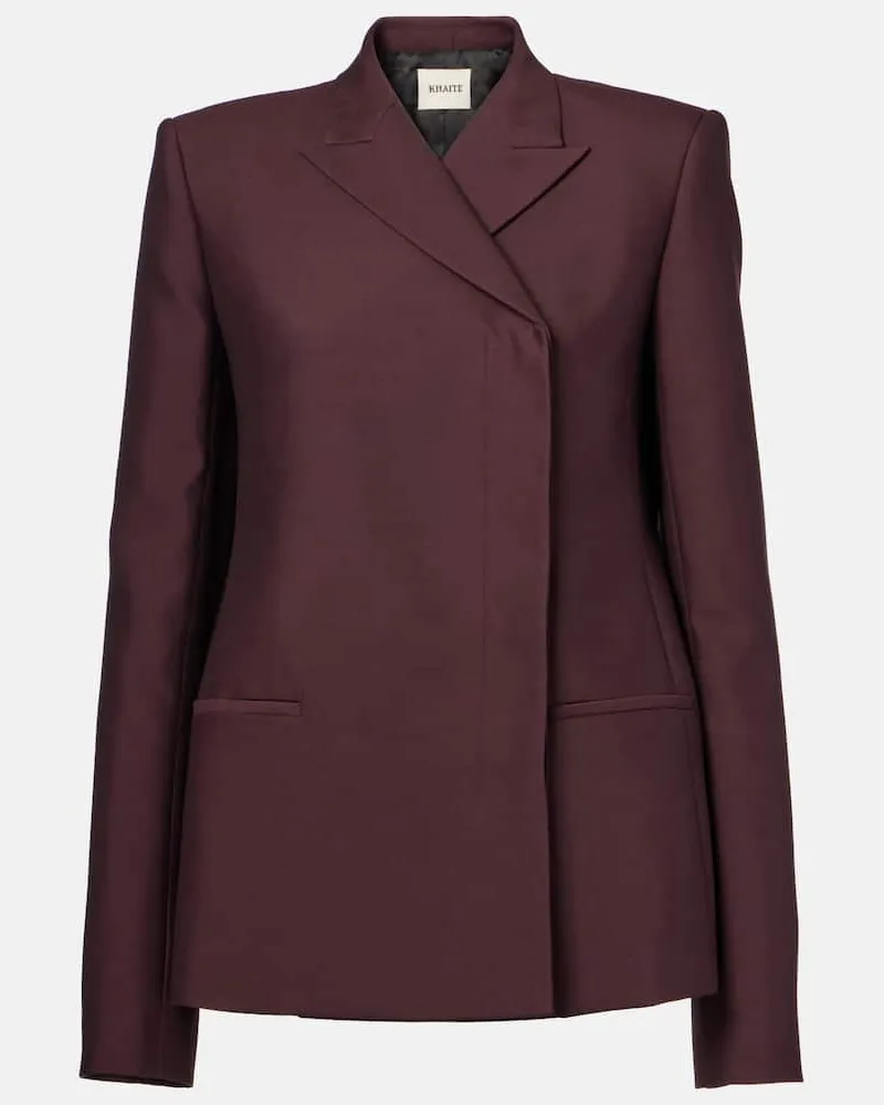 KHAITE Blazer Silvannah aus Wolle und Seide Burgunderrot