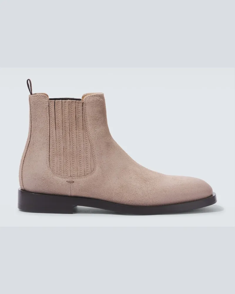 Brunello Cucinelli Chelsea Boots aus Veloursleder Beige
