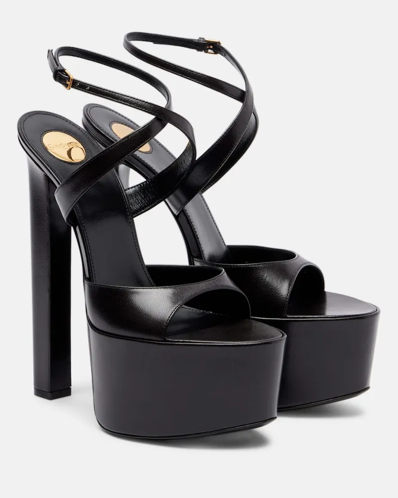 Saint Laurent Plateausandalen Kika 180 aus Leder Braun