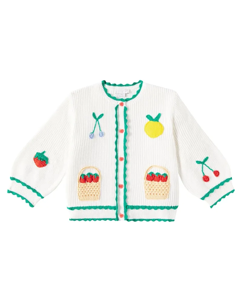 Stella McCartney Kids Cardigan mit Häkelstrick Weiß