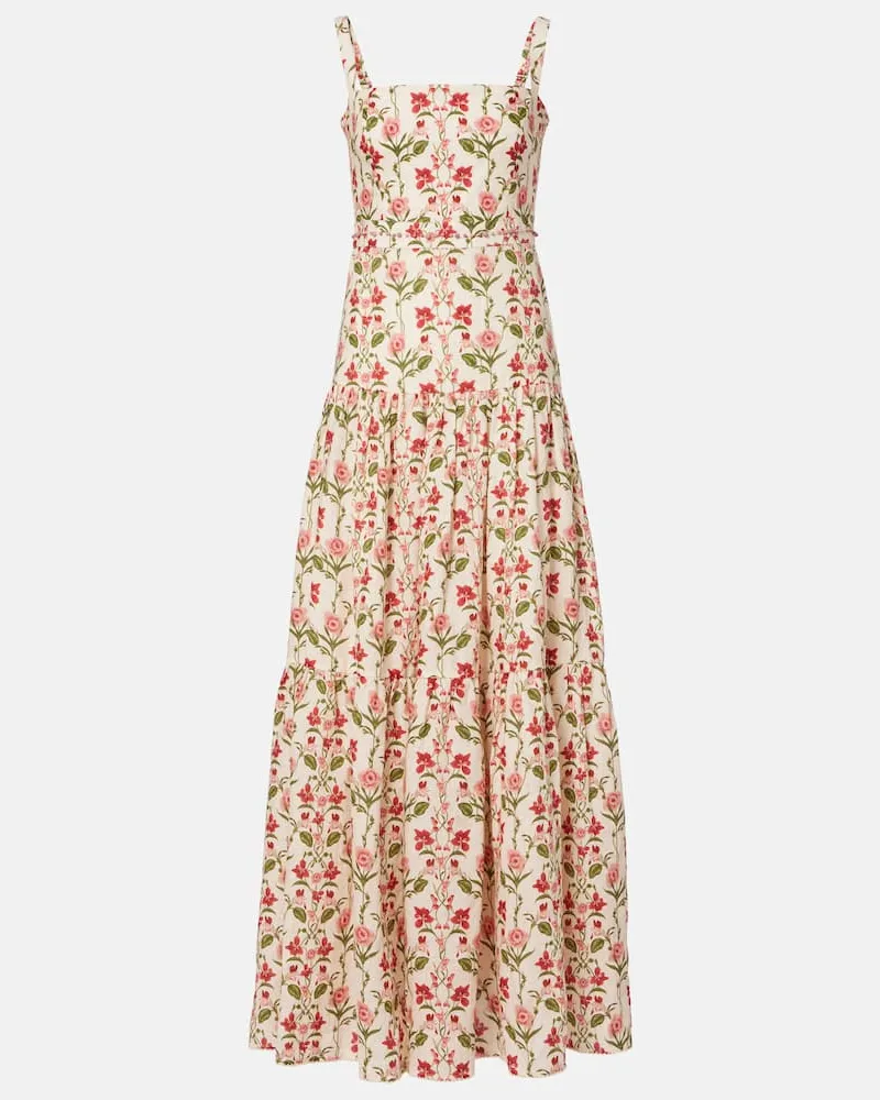 AGUA BENDITA Maxikleid Lima aus Leinen Multicolor