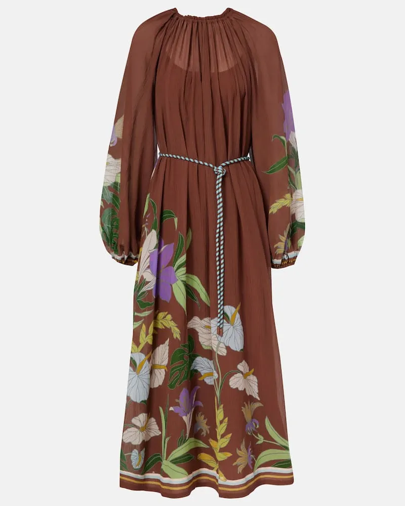 ALEMAIS Alémais Midikleid Alfie aus Baumwolle und Seide Braun