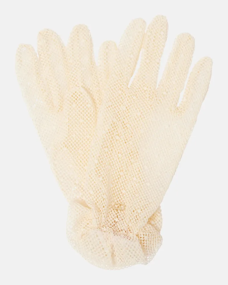 Valentino Garavani Handschuhe VLogo aus Tüll Beige