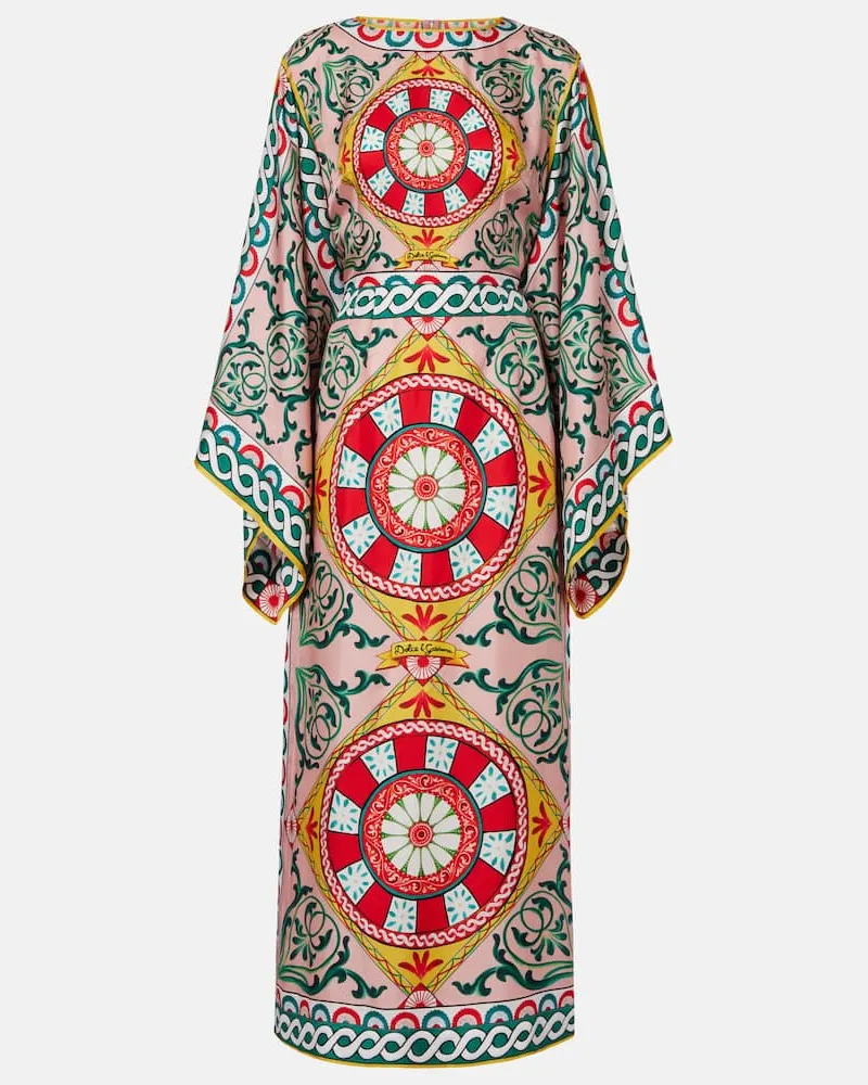 Dolce & Gabbana Bedruckte Robe aus Seide Multicolor