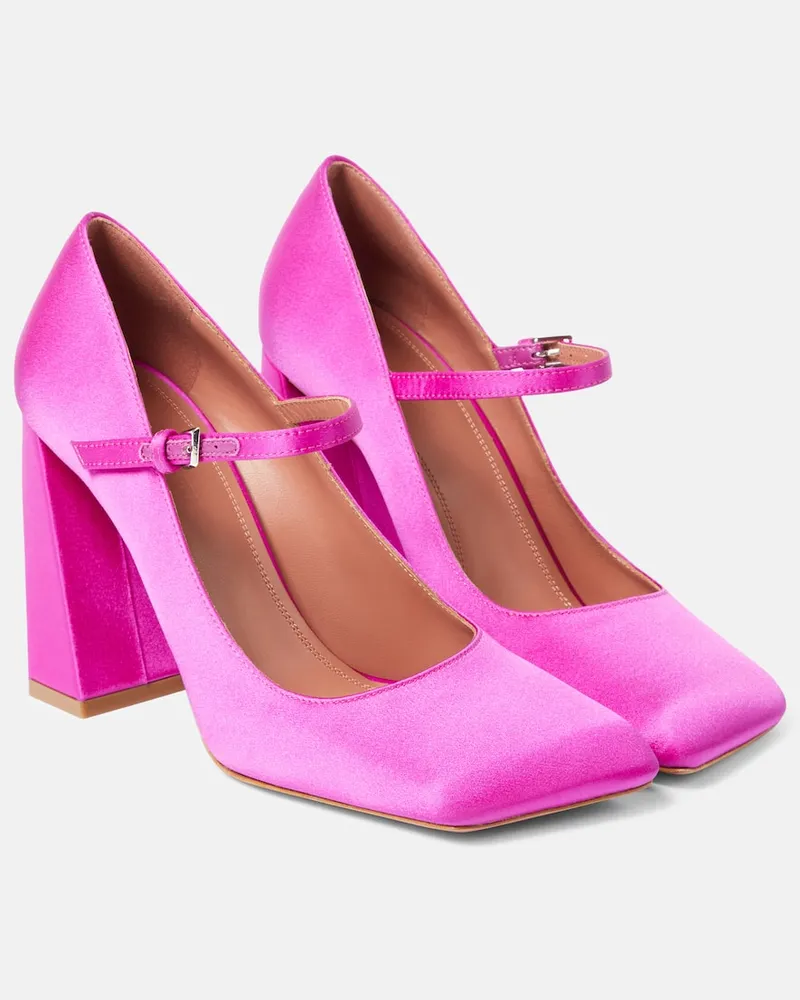 Amina Muaddi Mary-Jane-Pumps Charlotte 95 aus Satin Rosa