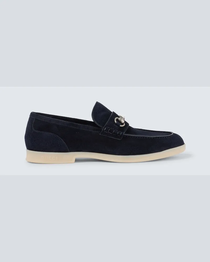 Gucci Loafers Horsebit aus Veloursleder Blau