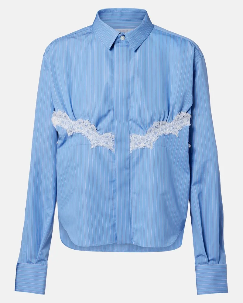 Sacai Hemd aus Popeline mit Spitze Blau