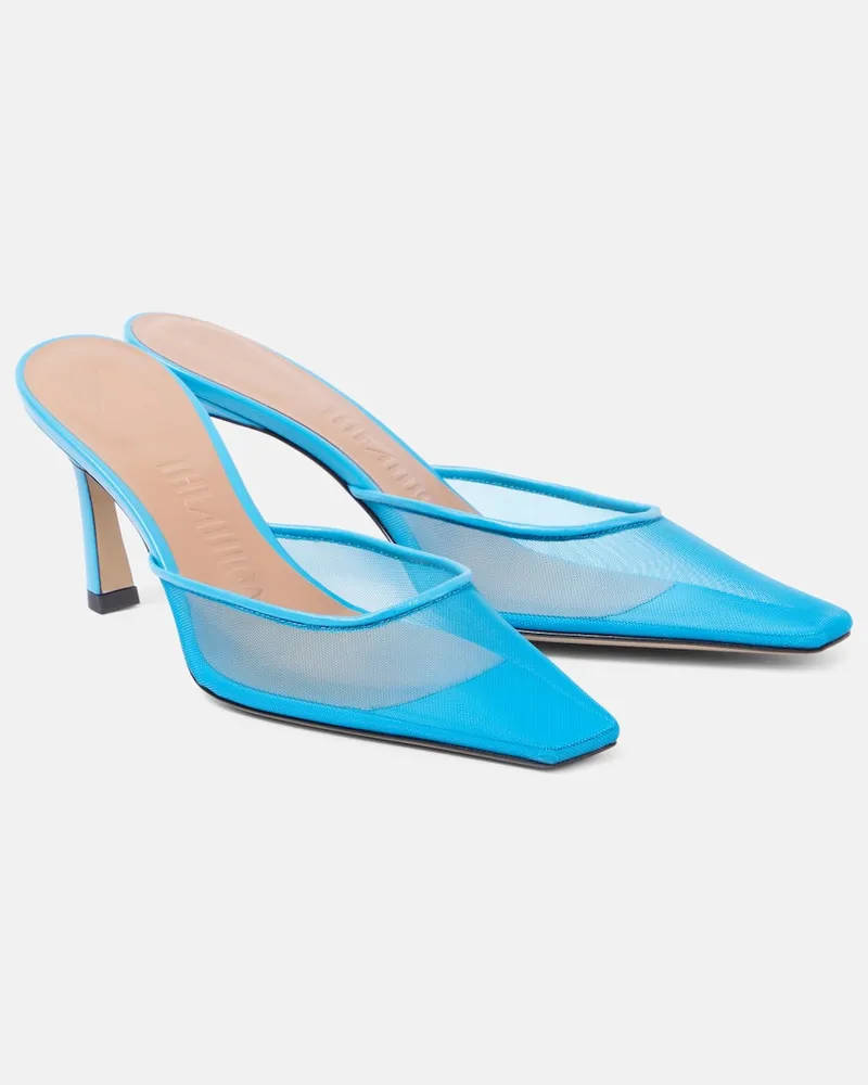 ATTICO Mules Juno aus Mesh mit Leder Blau