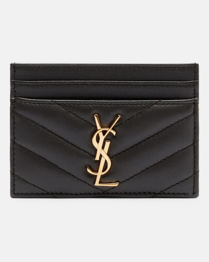 Saint Laurent Kartenetui Cassandre aus Matelassé-Leder Schwarz