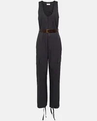 Saint Laurent Jumpsuit Cassandre aus Baumwoll-Twill Grau