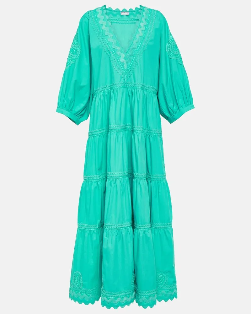 Juliet Dunn Maxikleid aus Baumwollpopeline Grün