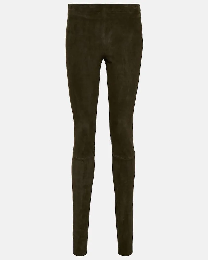 Stouls Leggings Carolyn aus Veloursleder Grün