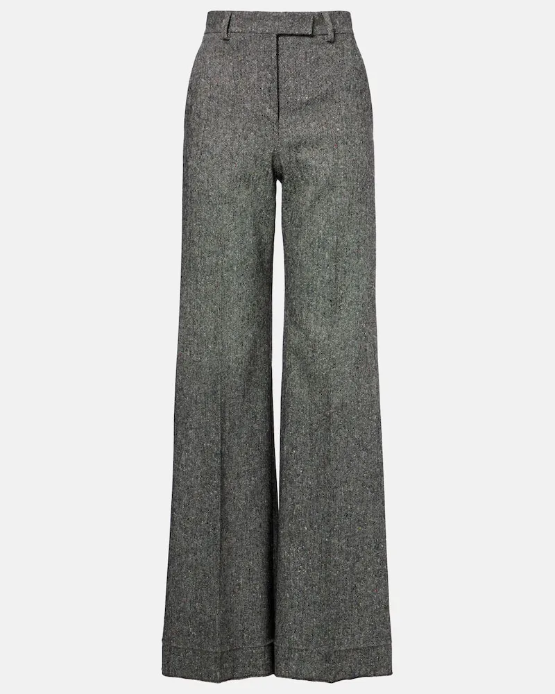 Valentino Garavani Weite High-Rise-Hose aus einem Wollgemisch Grau