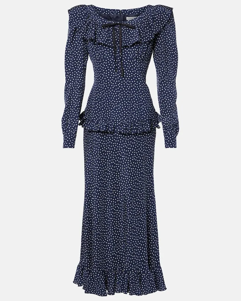 Alessandra Rich Bedrucktes Maxikleid aus Seide Blau