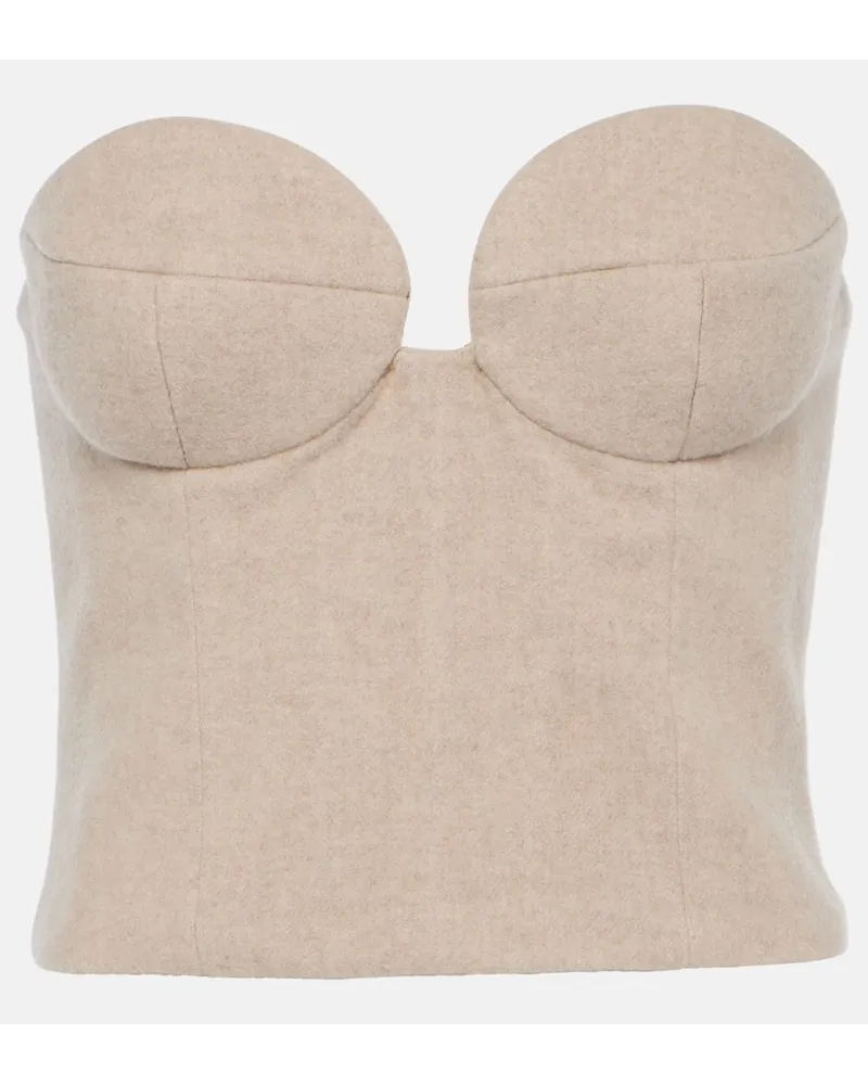 Magda Butrym Bustier-Top aus Kaschmir Beige