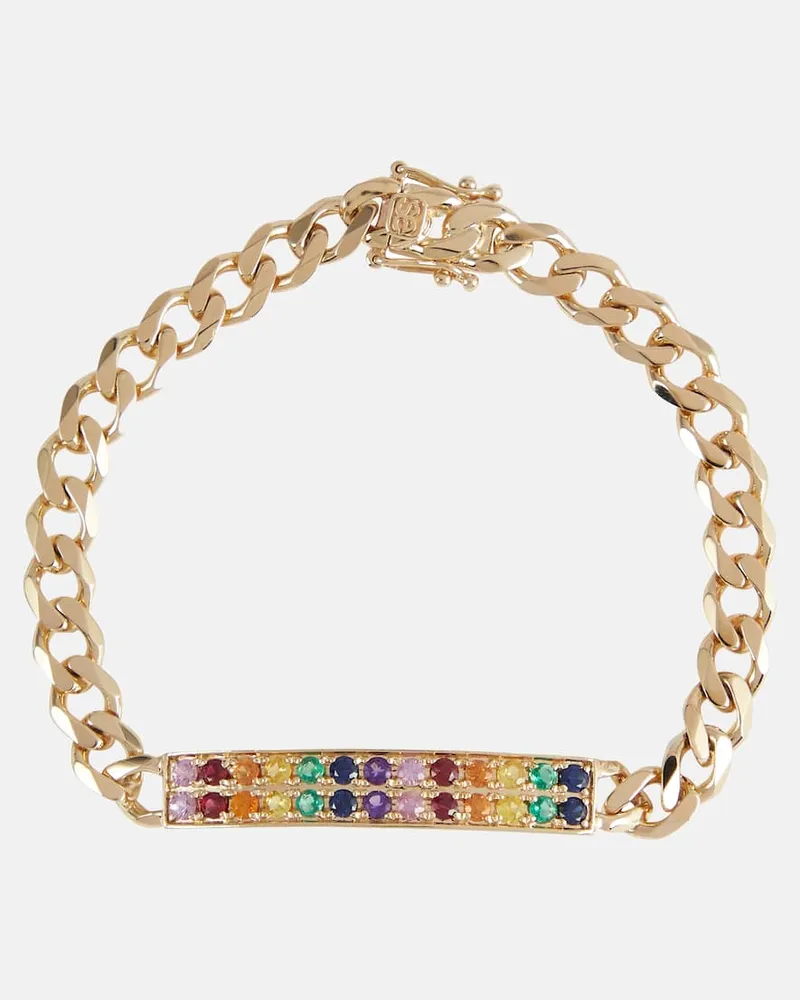 Sydney Evan Armband Diamond Id Bar aus 14kt Gelbgold mit Saphiren Gold