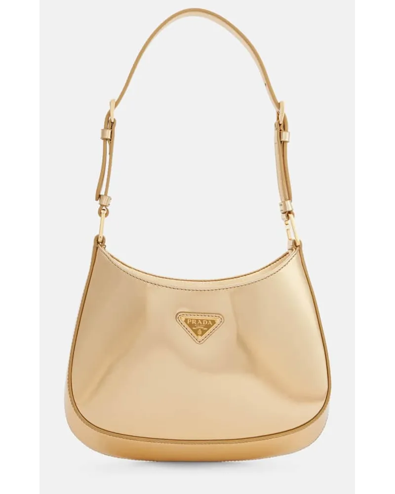 Prada Schultertasche Cleo Small aus Leder Gold