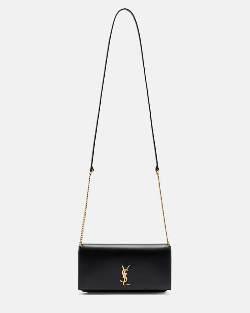 Saint Laurent Smartphone-Etui Cassandre aus Leder Schwarz