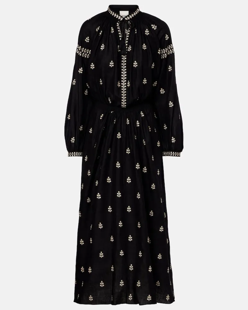 Isabel Marant Besticktes Maxikleid Rodilia aus Seide Schwarz