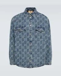 Gucci Hemdjacke GG aus Denim Blau