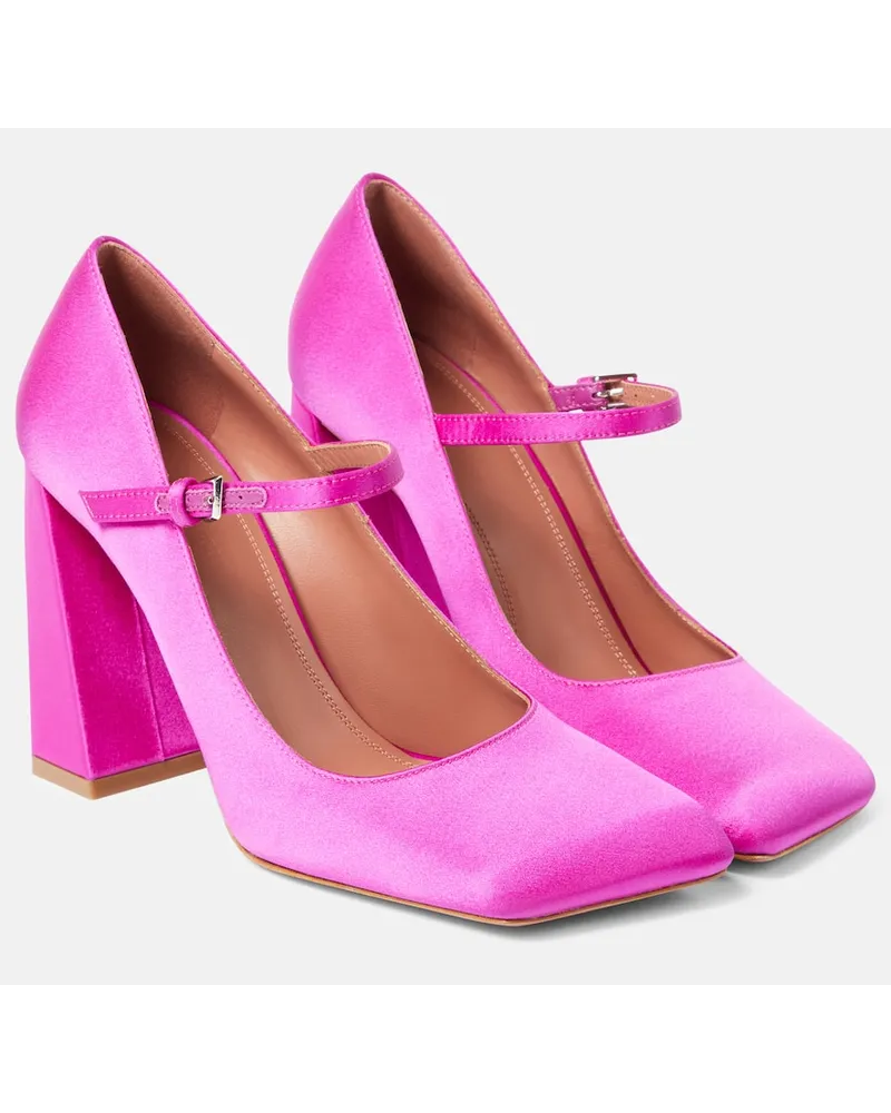 Amina Muaddi Mary-Jane-Pumps Charlotte 95 aus Satin Pink