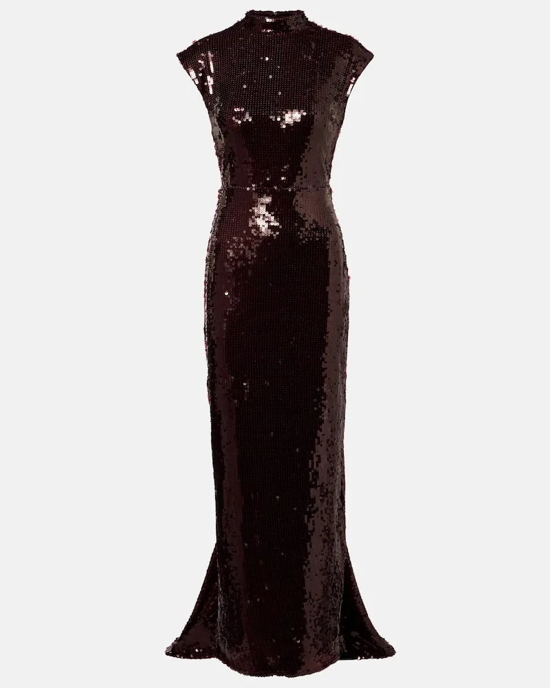 ROTATE Birger Christensen Robe Kamaja mit Pailletten Burgund