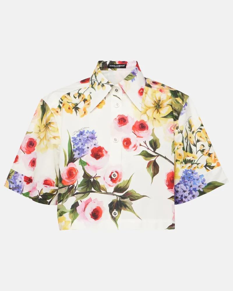 Dolce & Gabbana Cropped-Hemd aus Baumwollpopeline Weiß