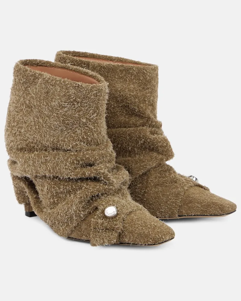 ATTICO Ankle Boots Juno 95 aus Veloursleder Beige