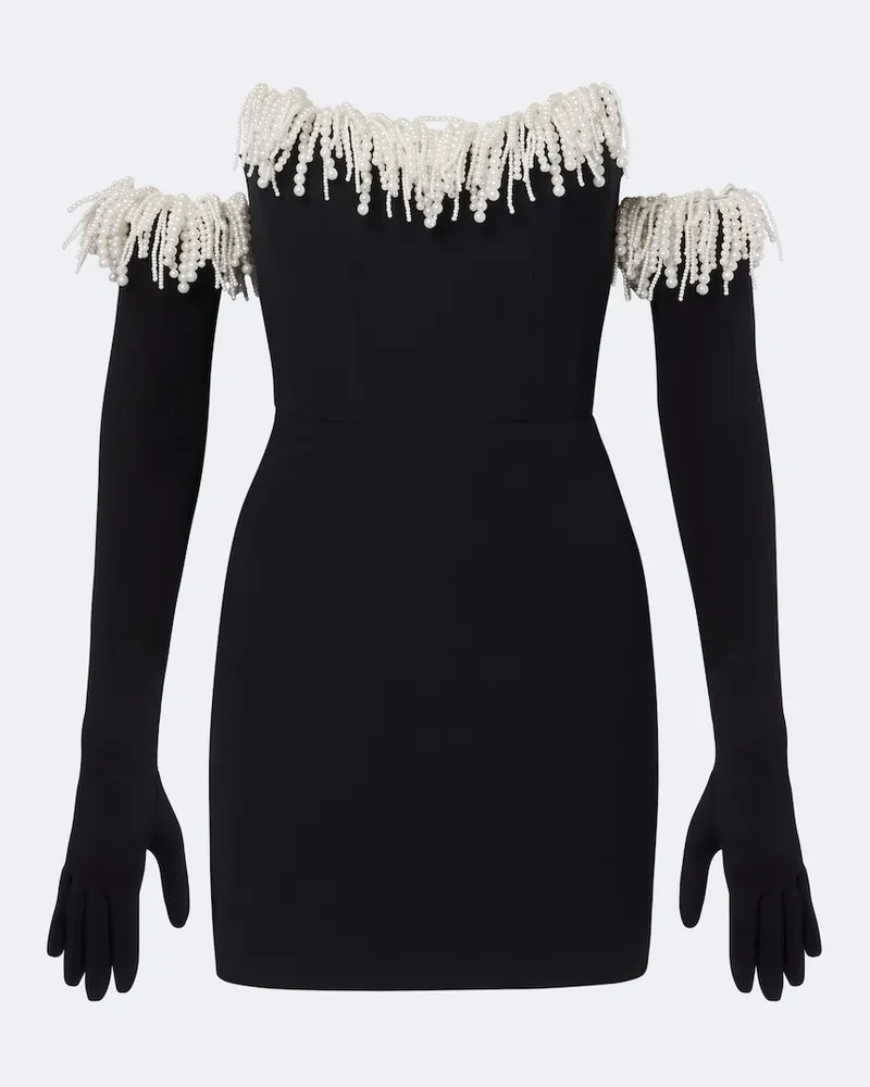 David Koma Bustier-Minikleid mit Zierperlen Schwarz