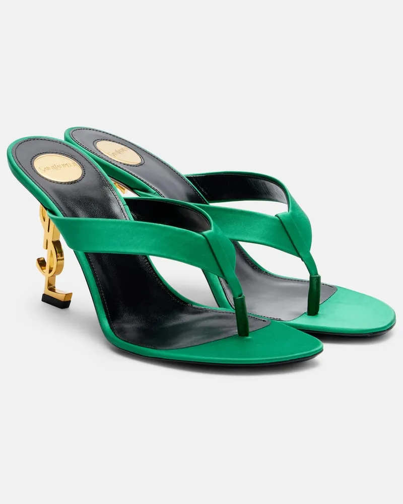 Saint Laurent Sandalen Opyum Cassandre 85 aus Satin Grün