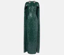 Robe aus Georgette mit Pailletten