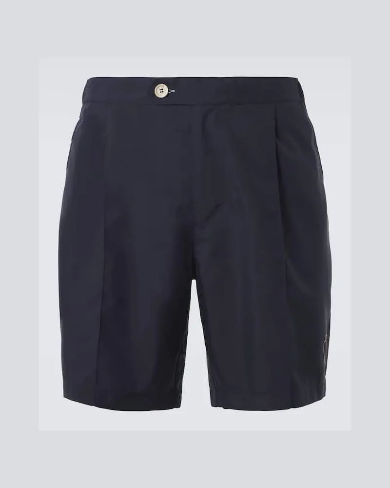Brunello Cucinelli Mid-Rise Bermuda-Shorts Blau