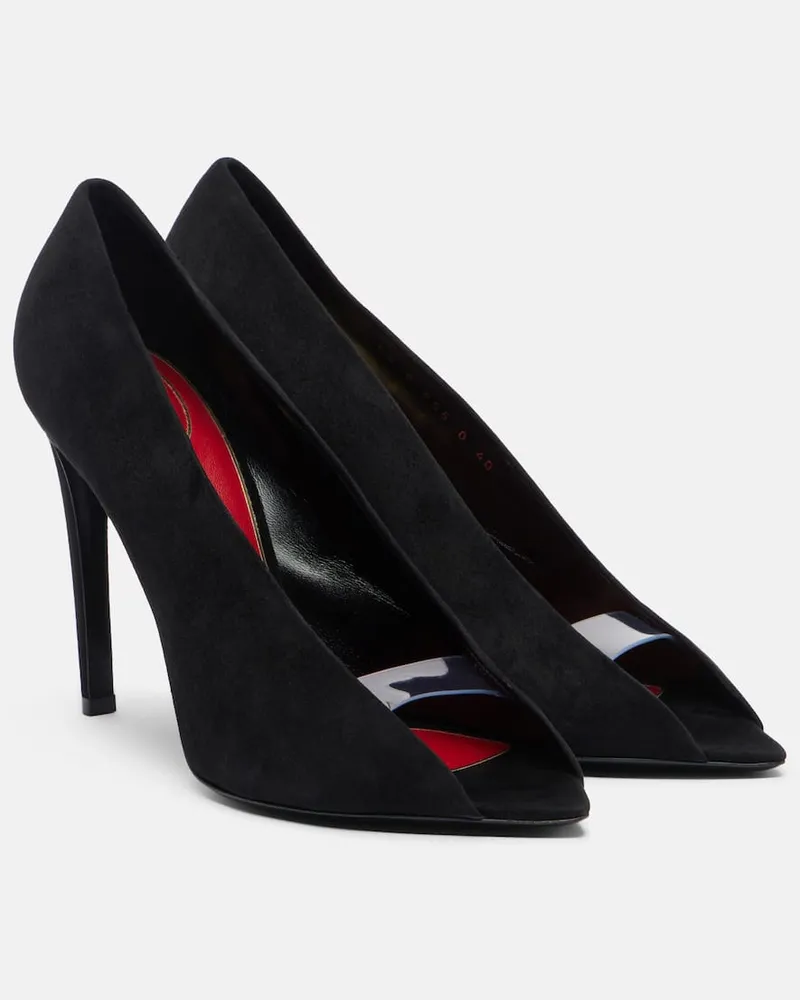 Valentino Garavani Peeptoe-Pumps Révélé aus Veloursleder Schwarz