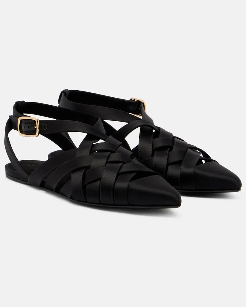 Loro Piana Sandalen Silene aus Satin Schwarz