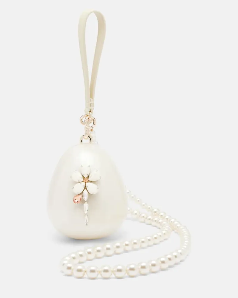 Simone Rocha Verzierte Clutch Hare Pearl Egg Weiß