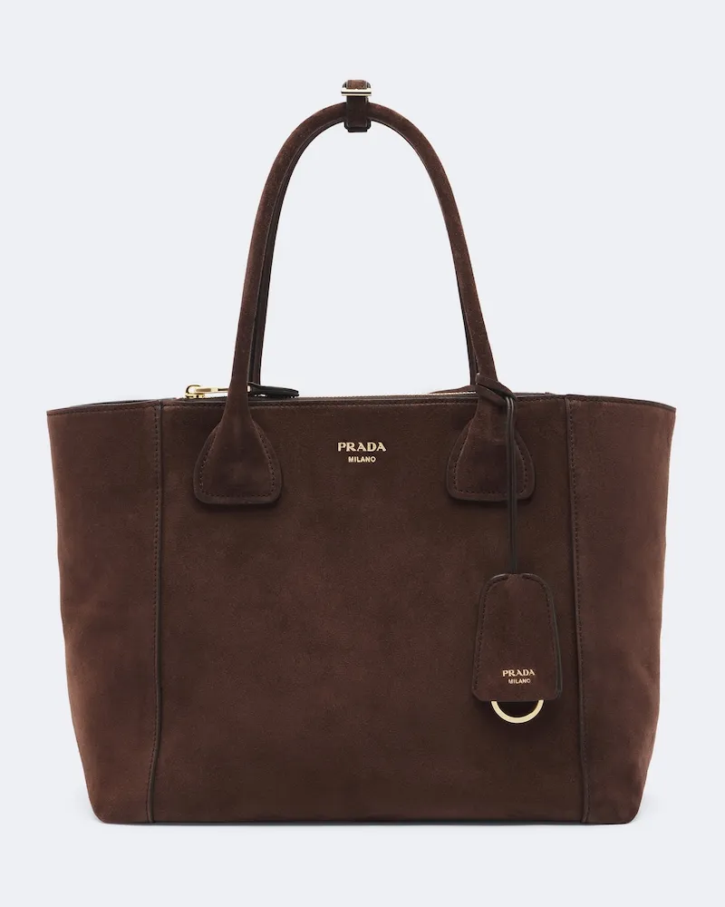 Prada Tote Bag Prada Nova Large aus Veloursleder Braun