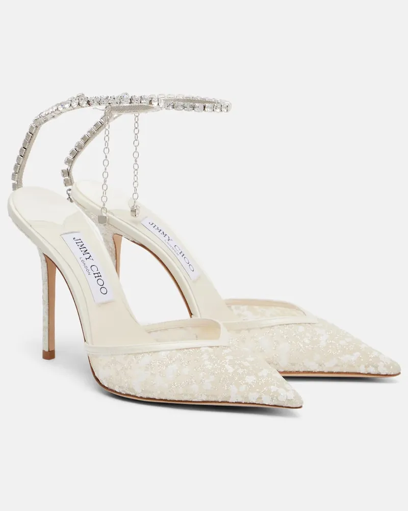 Jimmy Choo Pumps Saeda 100 aus Mesh Weiß