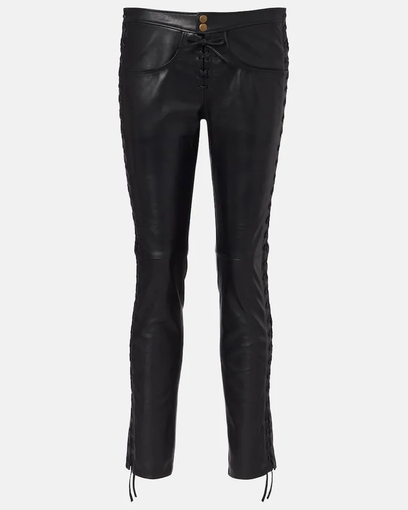 Isabel Marant Low-Rise-Hose Cyerra aus Leder Schwarz