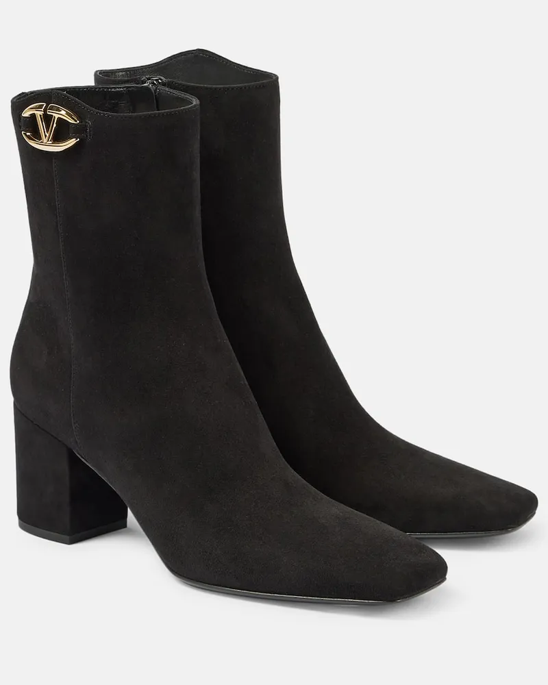 Valentino Garavani Stiefel VLogo The Bold Edition aus Veloursleder Schwarz