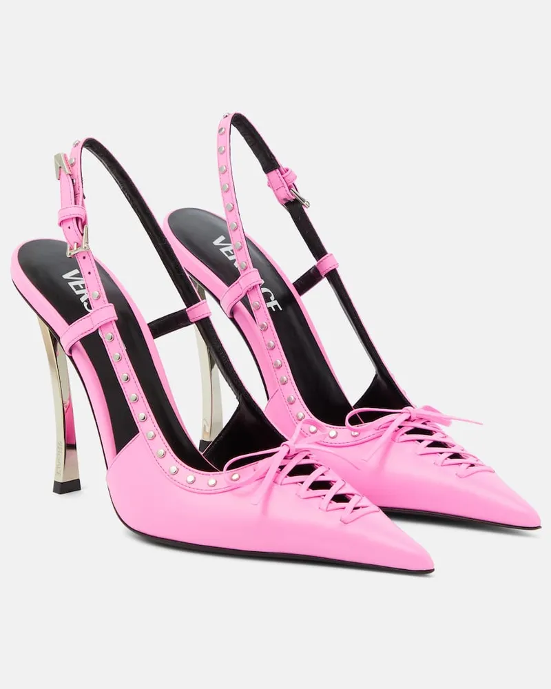 Versace Slingback-Pumps aus Leder Rosa