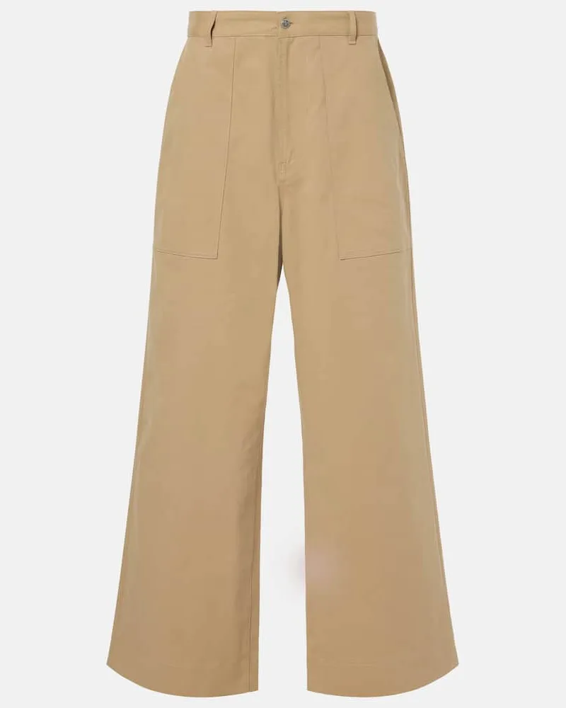 Moncler Weite High-Rise-Hose aus Gabardine Beige