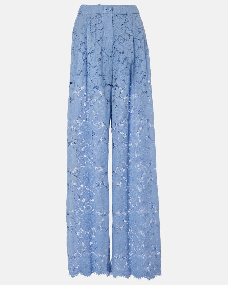 Dolce & Gabbana Weite Hose aus Spitze Blau