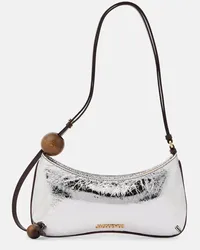 Jacquemus Schultertasche Le Bisou Perle aus Metallic-Leder Silber