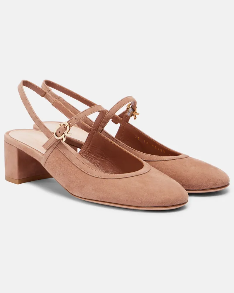 Gianvito Rossi Slingback-Pumps 45 aus Veloursleder Beige