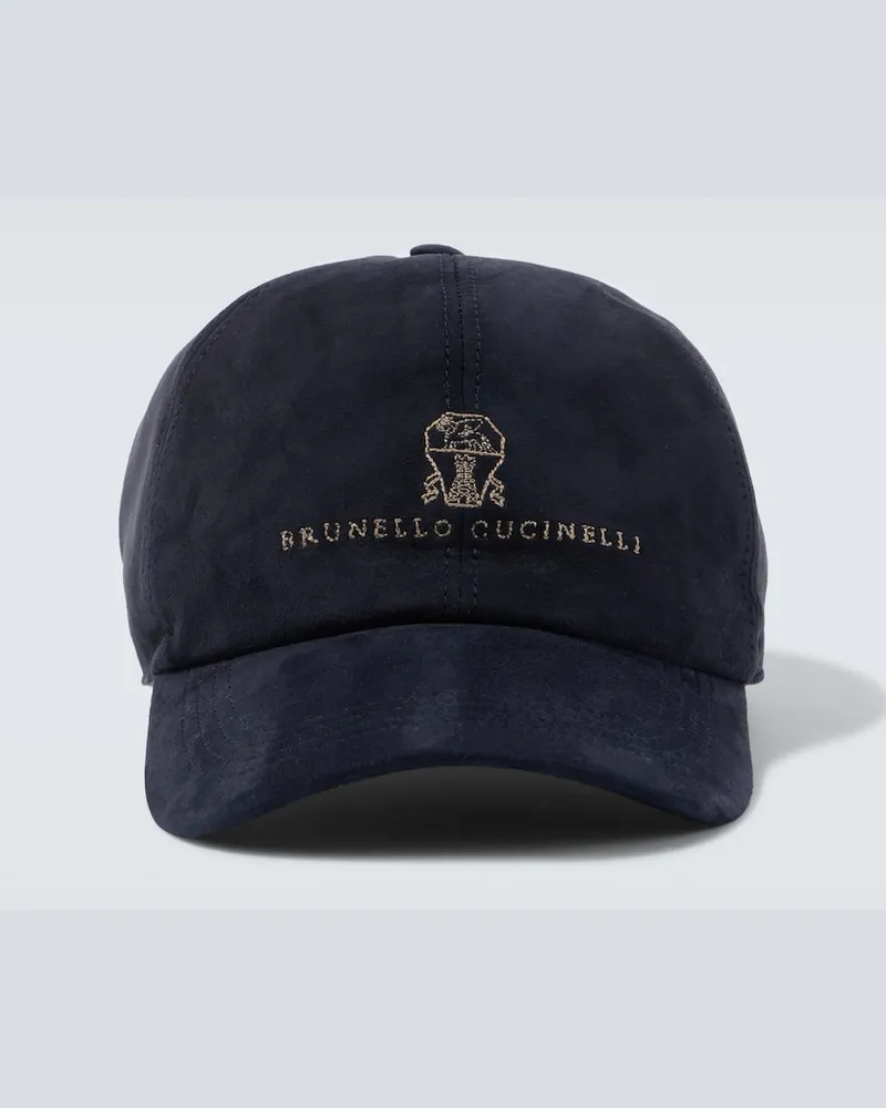 Brunello Cucinelli Baseballcap aus Veloursleder Blau