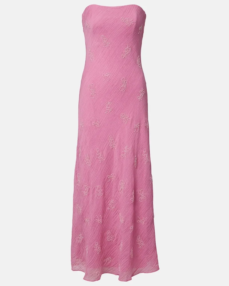 STAUD Maxikleid Cassie aus Organza mit Perlen Rosa