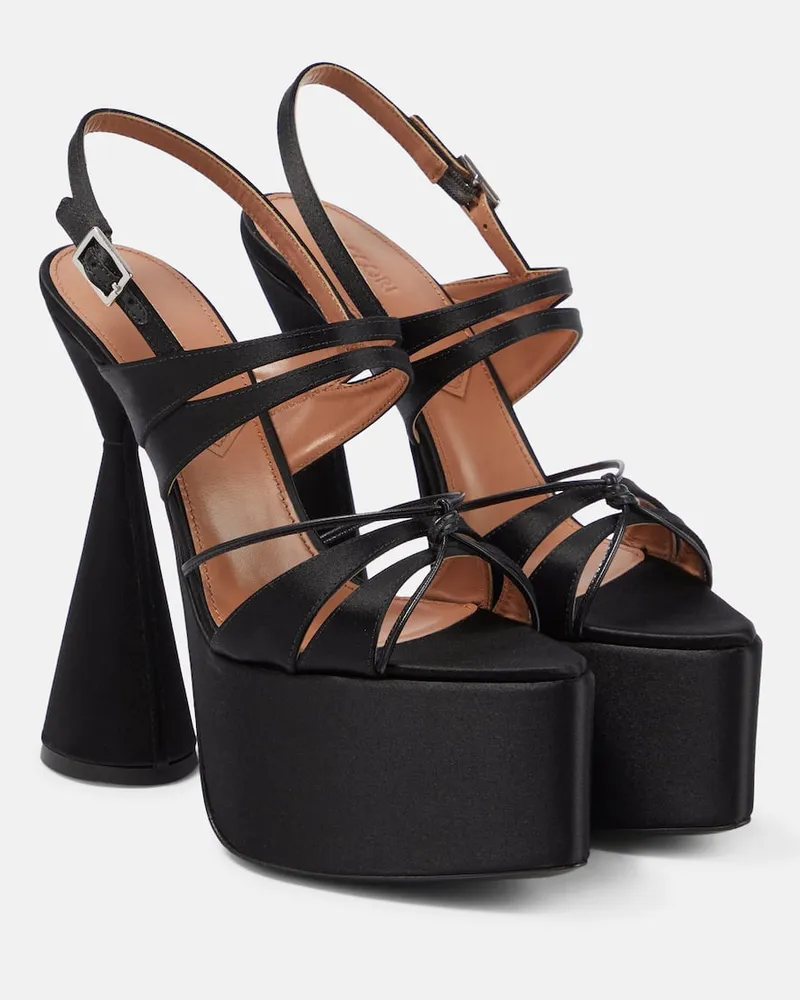 D’Accori Plateausandalen Belle aus Satin Schwarz