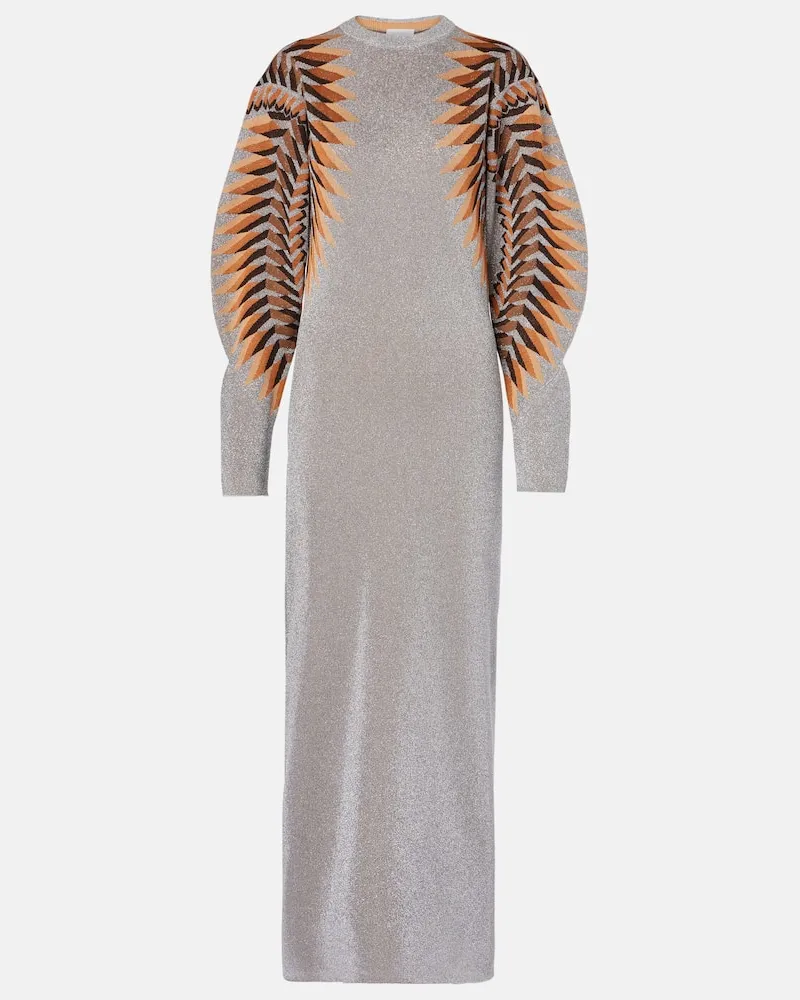 Paco Rabanne Maxikleid aus Lamé Silber