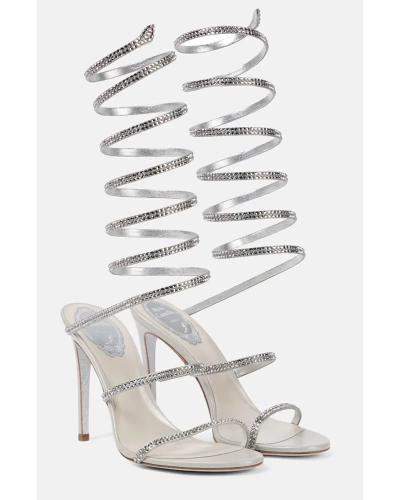 René Caovilla Verzierte Sandalen Supercleo aus Leder Silber
