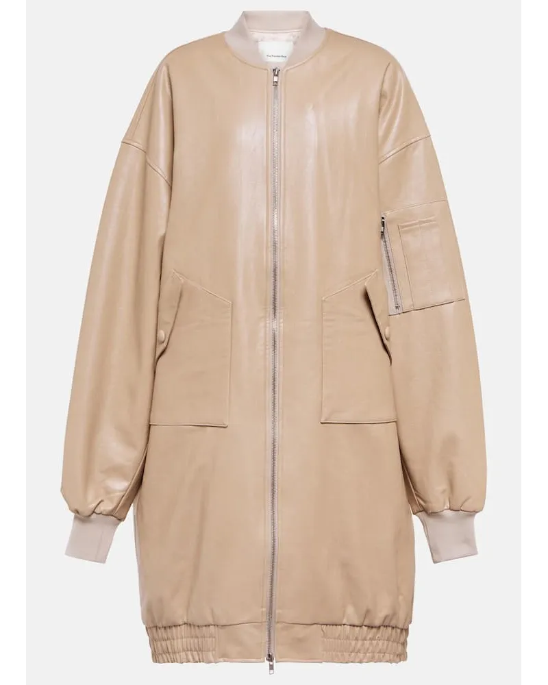 FRANKIE Shop Oversize-Jacke aus Lederimitat Beige